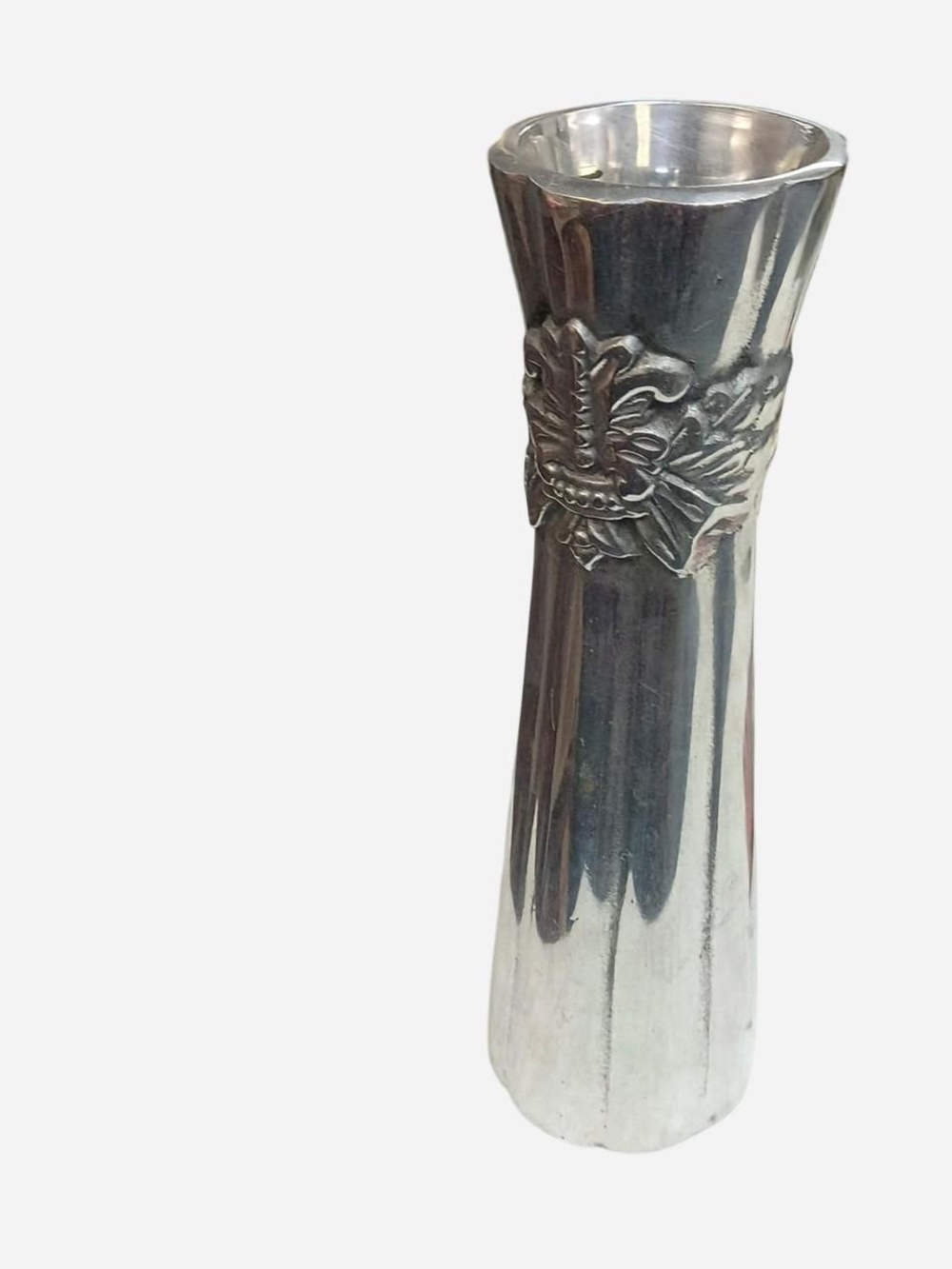 Charter Club Silver Tapered  Metal Bud Vase with Floral‎ Relief
